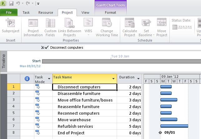EDITING TASK NAMES Entering tasks and durations You can edit tasks by replacing the current entry or by editing portions of an entry.