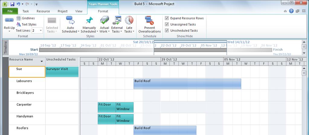 Working with Resources The main idea behind Team Planner is combining the power of the Gantt chart with the simplicity and familiarity of moving and deleting appointments in the Outlook calendar when