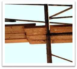 maximum distance is 12 inches. In addition, scaffold setbacks will depend upon the The gaps are too wide between the planks in needs of the trade. As an example, masons require this photo.