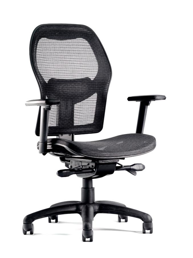 The 4632 model includes a mesh back, a medium seat with moderate contour, 3 adjustable arms, and a forward pivot synchro mechanism.