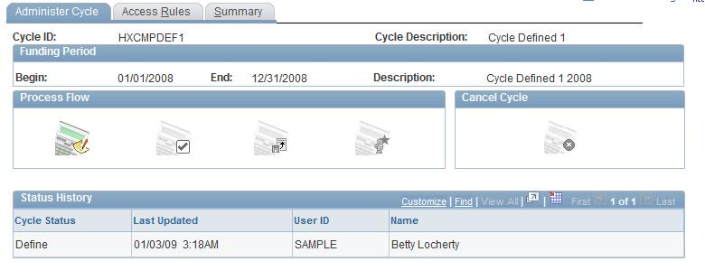 Administering Compensation Cycles Chapter 5 Page Name Definition Name Navigation Usage Manage Cycle Transactions - Direct Reports WCS_ECM_MSS_DET Click the link under the Enter compensation Name
