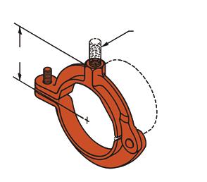 Pipe Hangers 3198HCT - Hinged Extension Split Pipe Clamp Size Range: 1 /2 (15mm) to 2 (50mm) copper tubing Material: Malleable Iron Function: rigid support to suspend tubing horizontally or