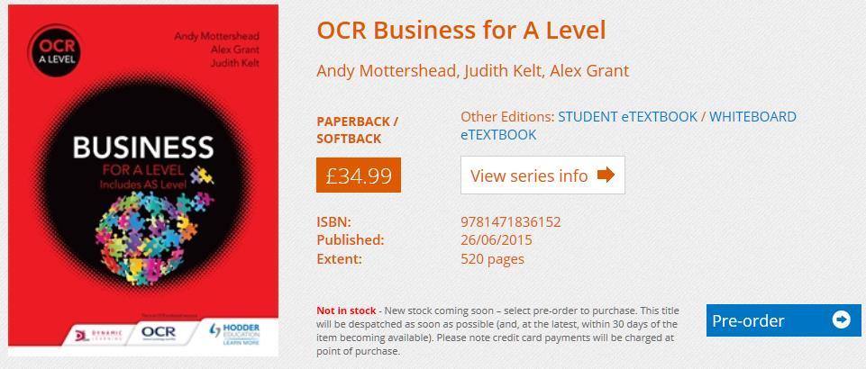 A Level Business Transition Booklet Welcome to Business!