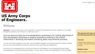 KnowledgeSmart Initiative USACE BIM Contract Requirements Module Assessment comprised of questions relating to Contract Language, the PxP and the M3.