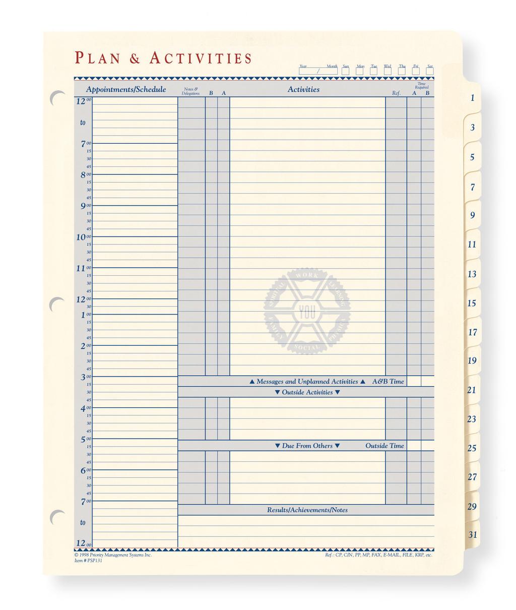 one page dated annual supply Daily Plan & Activities Pages pack Behind your