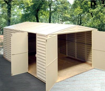 residential delivery The Duramax Vinyl Storage Building 10'x 15' 126 9/16 x 187 3/16 x 85 ½ tall Storage volume: 940 cubic feet Weight: 579 lbs 5 30" wide out swinging man door 7 One window kit is