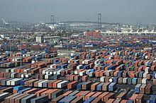 Figure 2: Port of Long Beach, Los Angeles, CA. (Right) A south looking view of the Port of Long Beach. (Left) Port of Long Beach, Container terminal. https://en.wikipedia.