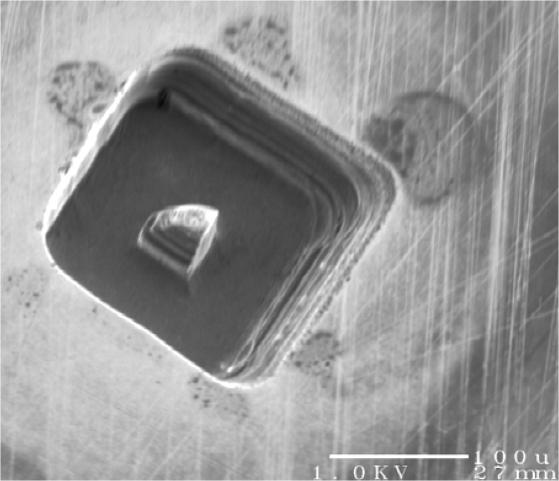 19 illustrates micro feature machined by die sinking MUSM. In die sinking micro USM, the mirror image of the micro features desired to be machined are fabricated at the tool bottom.