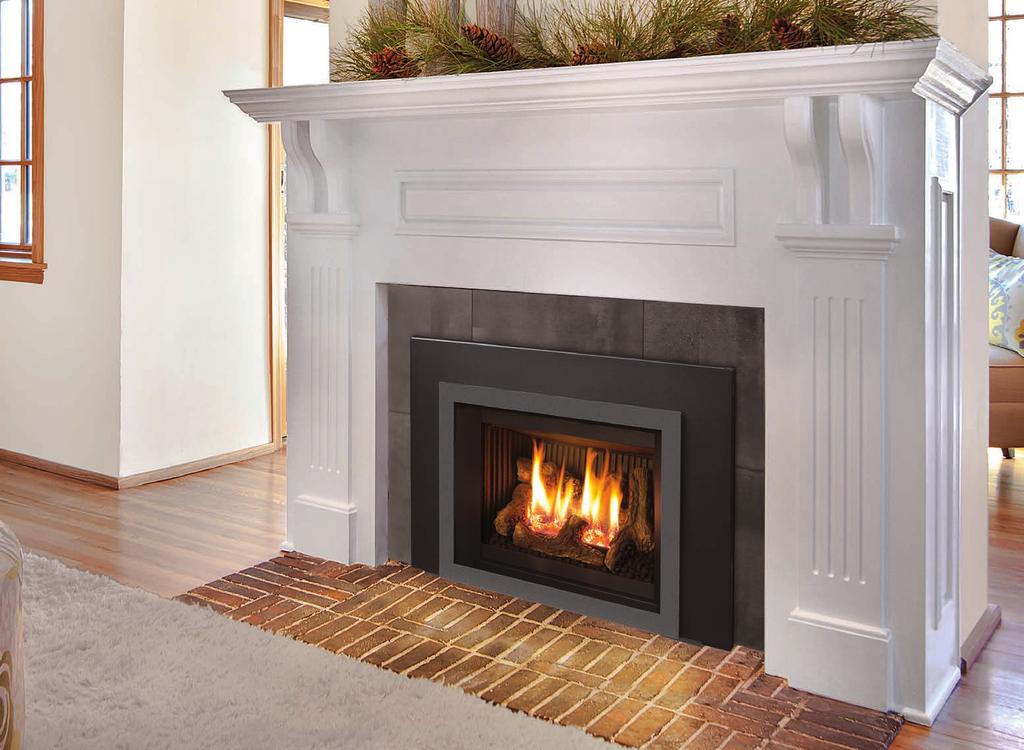 The Fireplace Insert Contemporary Surround Panel, Porcelain Liner, and Glass Burner with Decorative