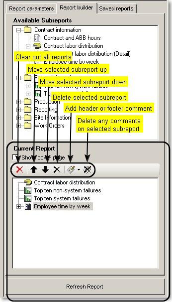 Figure 69 - Current report pane toolbar Using the buttons on the toolbar to add a comment will bring up the comment editor dialog box as seen in Figure 70.