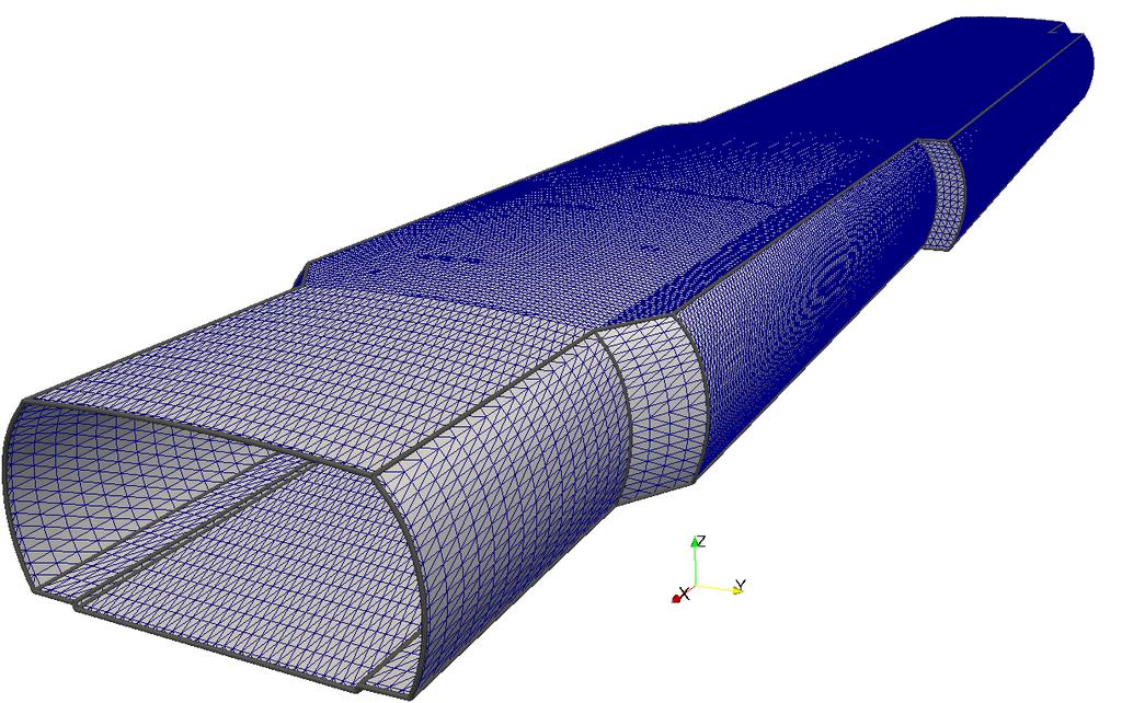 3D CFD for Ventilation Design, Bosruck Tunnel Bosruck Tunnel, Surface Mesh Tunnel geometry and surface mesh modelled with Blender (3D computer graphics software) Extrusion of cells in entrance and