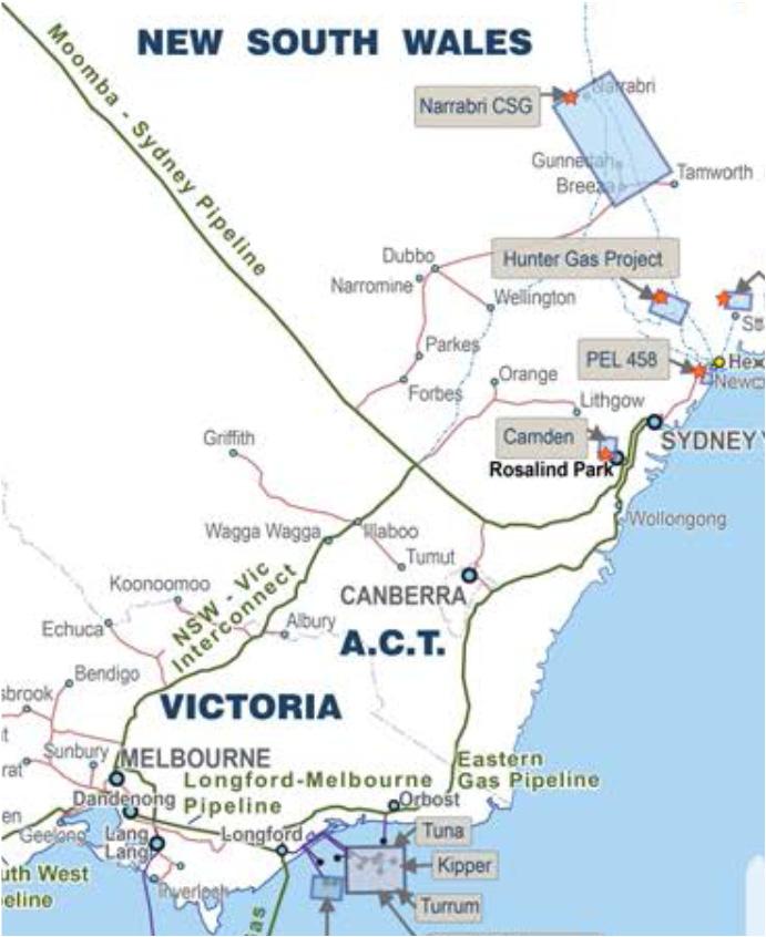 Sydney. Both the Interconnect and the EGP have delivery points serving Canberra, and all three pipes have various delivery points along their lengths at which gas is dropped upstream of Sydney.