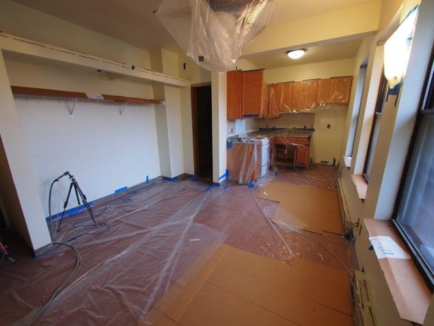 Site Work Prep: cover horizontal surfaces Ideal: drywall mud/tape no