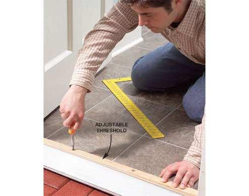Thresholds Threshold with dome gasket. Gaps at the bottom of an exterior door will allow air infiltration.