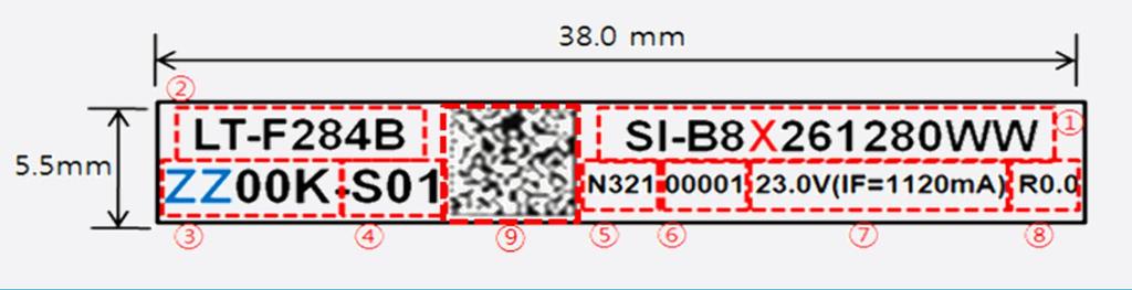 16 5. Label Structure a) Module Label Ex) LT-F284B Number Item