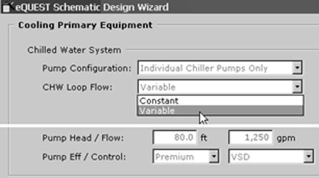 Select the Secondary Pumps window by clicking the graphic titled either No Secondary Pumps or Secondary Pumps.