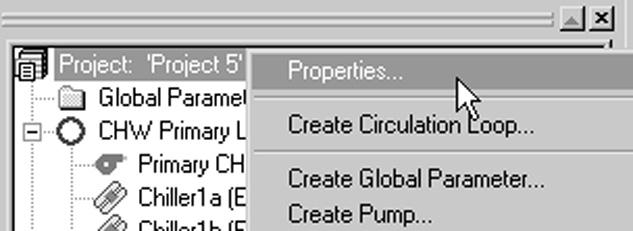 Right-click the Project icon in the Waterside HVAC module, and then select Create Pump. Assign a name to the pump, and then select Create from Scratch.