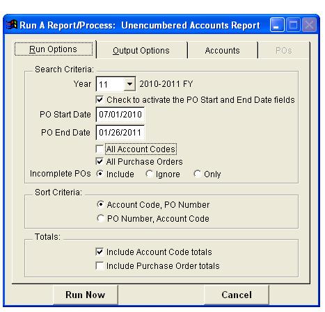 All Account Codes: By default, this checkbox option is selected to indicate