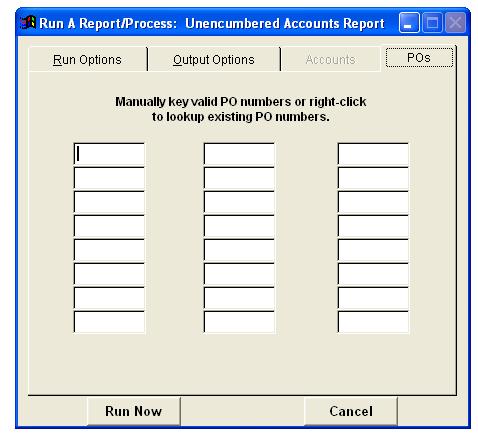 Incomplete POs: Select an option to Include, Ignore, or include ONLY incomplete purchase orders on the report.