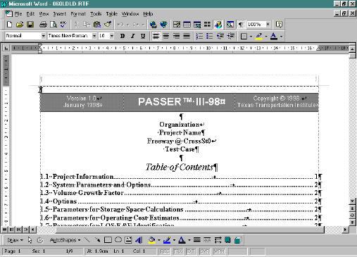 Generate RTF Report If you select rich text format (RTF) file generation, you will automatically be forwarded to your RTF viewer/word processor.