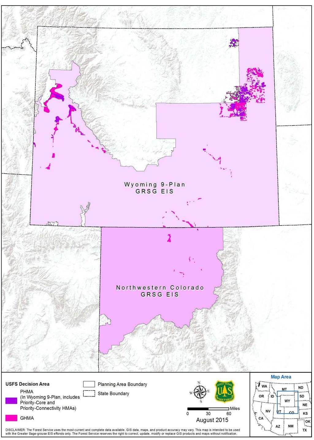 Figure 4. National Forest System Lands within the Rocky Mountain Region Decision Area.