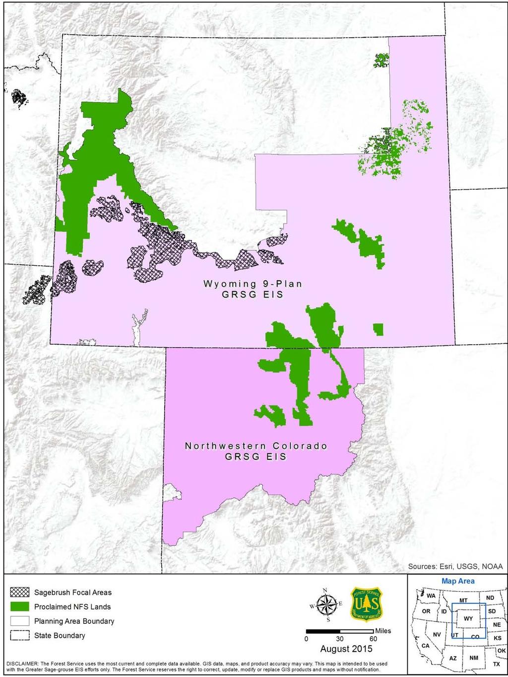 The decision area also includes sagebrush focal areas (SF