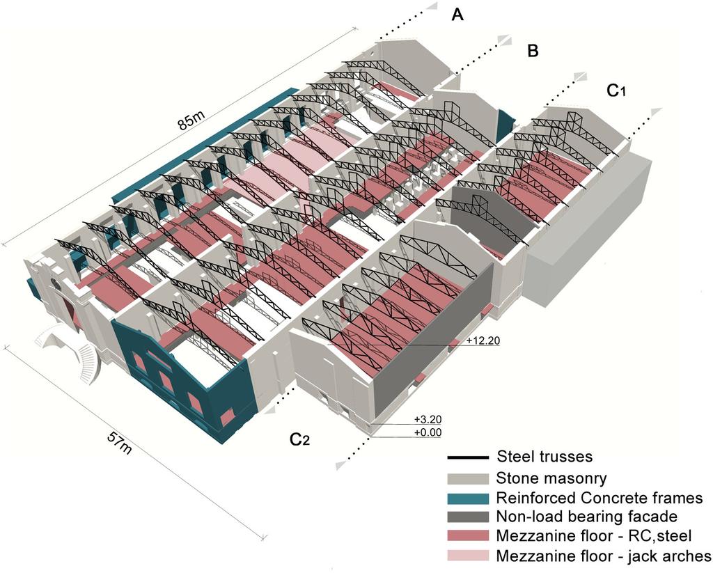 C. Maraveas, K. Tasiouli / Case Studies in Structural Engineering 3 (2015) 1 10 3 Fig. 2. 3D Illustration of the structural layout of the existing building.