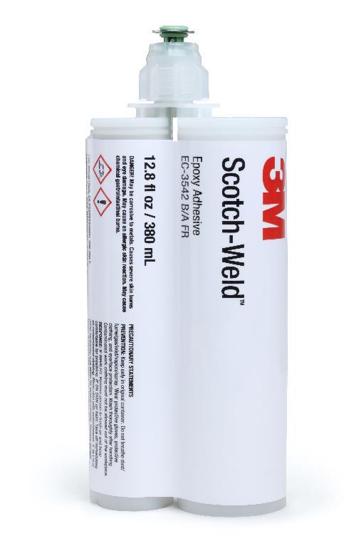 Scotch-Weld EC-3542 B/A FR Adhesive is a non-sag, white adhesive that is designed for bonding of metal and composite structures and insert bonding.