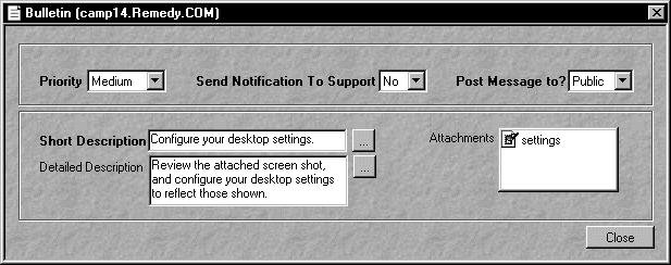 The Bulletin Board window is displayed. Figure 2-8 Bulletin Board 2. Select a bulletin, and click Details. The Bulletin window is displayed. Figure 2-9 Bulletin with Attachment 3.