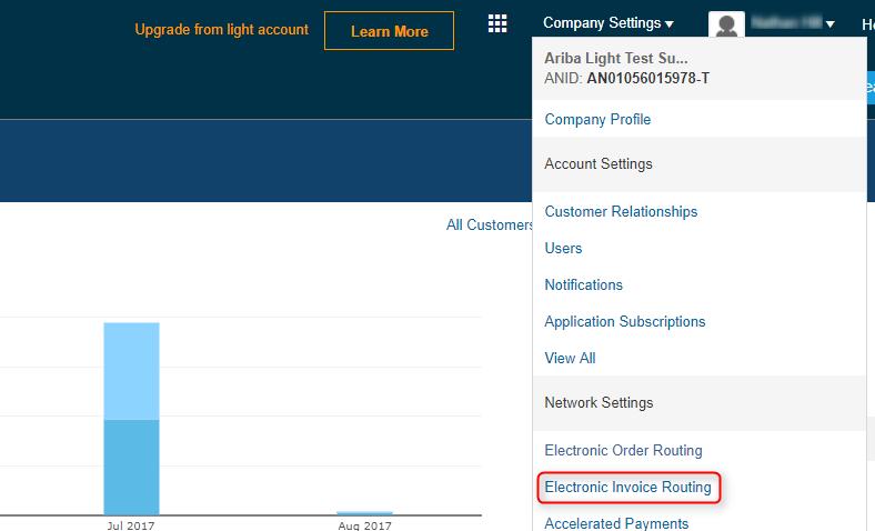 Network Settings: Electronic Invoice Routing Click Company Settings and Electronic Invoice Routing.
