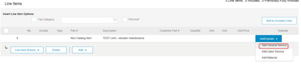 Adding a Line in an Invoice This button is used only to add Discount and Tax related charges at