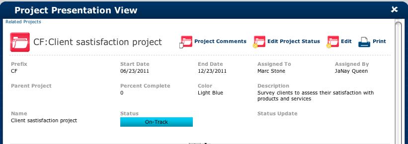 Page 22 Example 3: Managing Projects Below is an example of how a Scorecard can be set up with projects to