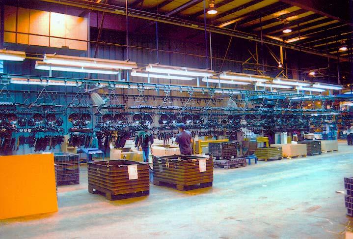 Figure 10: Monorail System Square Transfer Line We can be flexible on this line utilizing our universal paint racks which are designed with the capability to locate part-hanging hooks in different