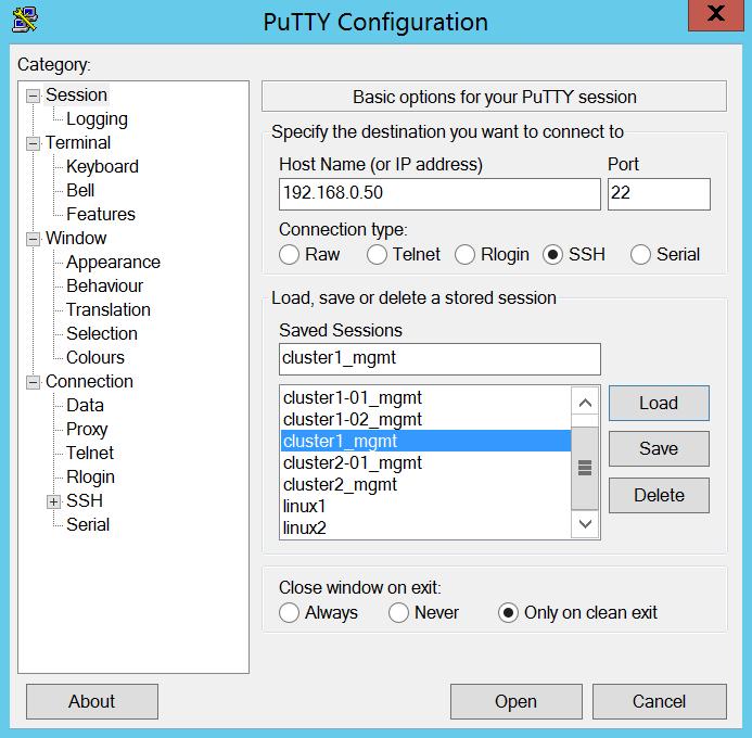 7. In the PuTTY Configuration dialog box, double-click