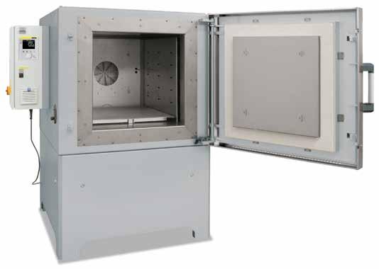 Forced convection chamber furnace N 15/65HA as table-top model Tmax 450 C, 650 C, or 850 C Stainless steel air-baffles in the furnace for optimum air circulation Swing door hinged on the right side