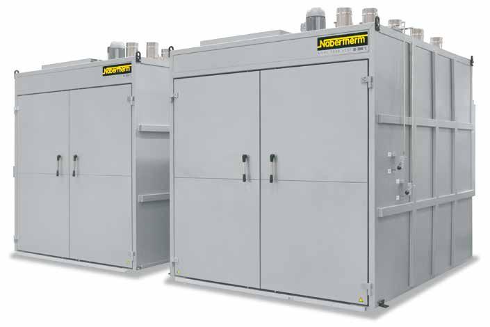 Furnace positioned on base frame provides for ergonomic charging height Electro-hydraulic lift door Fan system for faster cooling with manual or motor-driven control Motor-driven control of air inlet