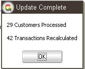 Customer To Select the last customer to recalculate points for this defaults to the last customer giving the full customer range Recalculate Cancel Click this button to start the process and have