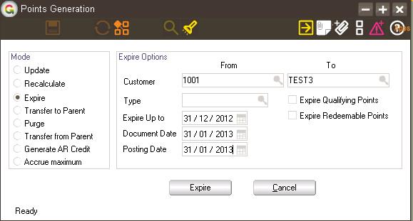 Expire Expire is used to remove points that have not been used within the required time period.