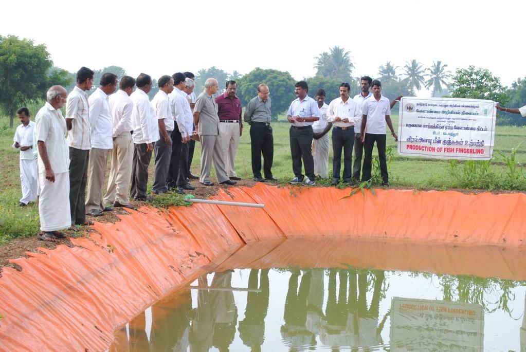 Polythene sheet lined water storage tank Pond formation by
