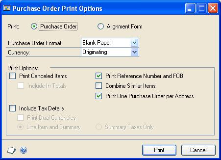 PART 2 PURCHASE ORDERS You also can print a historical purchase order, which is a closed or canceled purchase order that has been moved to history.