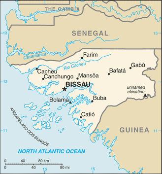 Figure 27.1 below shows the geographical location of Guinea Bissau. Figure 27.1: Map of Guinea Bissau [4] 27.