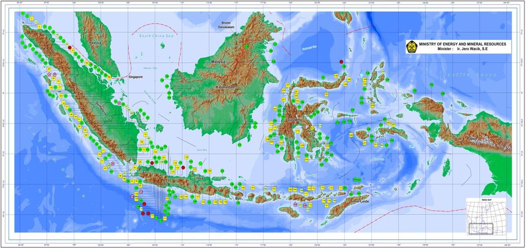GEOTHERMAL POTENTIAL MAP No Island Number of Location Total Installed 1 Sumatera 90 12.760 122 2 Java 71 9.717 1.134 3 Bali-Nusa Tenggara 28 1.