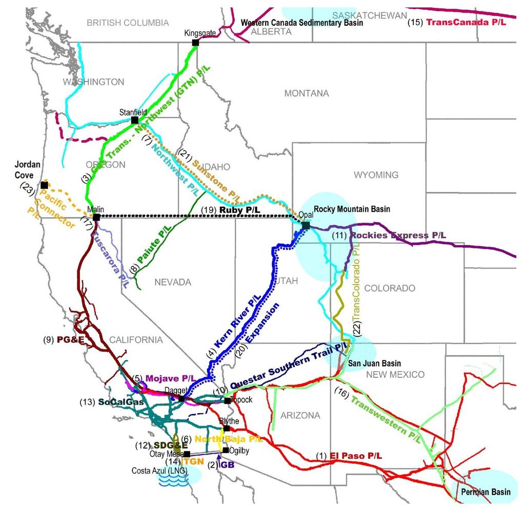 EXECUTIVE SUMMARY Western North American Natural Gas Pipelines 1. El Paso Natural Gas 2. Gasoducto Bajanorte (GB) 3. Gas Transmission Northwest (GTN) 4. Kern River Pipeline 5. Mojave Pipeline 6.