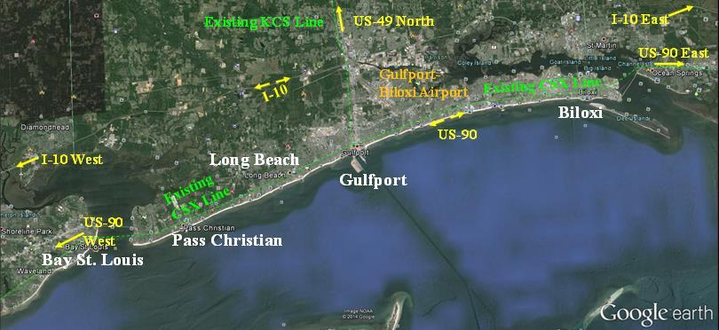 Existing Transportation Infrastructure on Mississippi Gulf