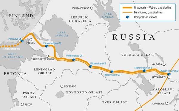 Gryazovets Vyborg Gas Pipeline The Gryazovets Vyborg gas trunkline is designed to convey gas to the Nord Stream gas pipeline and to supply consumers in Northwest Russia.