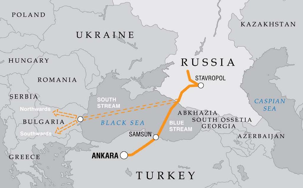 South Stream The offshore section of the gas pipeline will run on the Black Sea bottom to the Bulgarian coast.