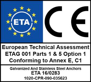 The anchoring performance of CHEMSET 801 is assessed to ETAG 001-1,5 Option 1 and Annex E for cracked and uncracked concrete and seismic