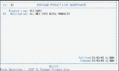 PURCHASE PRODUCT LINE MAINTENANCE (IM/PPLM) This is an optional program for creating and maintaining purchase Product Line codes.