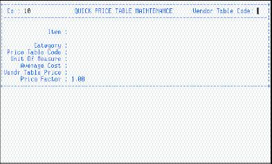 INVENTORY PRICING VENDOR PRICE TABLE MAINTENANCE (IM/IMP/VPM) Vendor Price Table Maintenance is used to create Vendor Price Tables. Vendor Price Tables are created individually for each item.