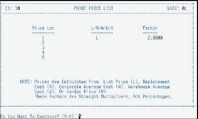 INVENTORY PRICING INVENTORY PRICE LISTING (IM/IMP/PPL) The Inventory Price Listing program is used to print price lists for all or specific items.